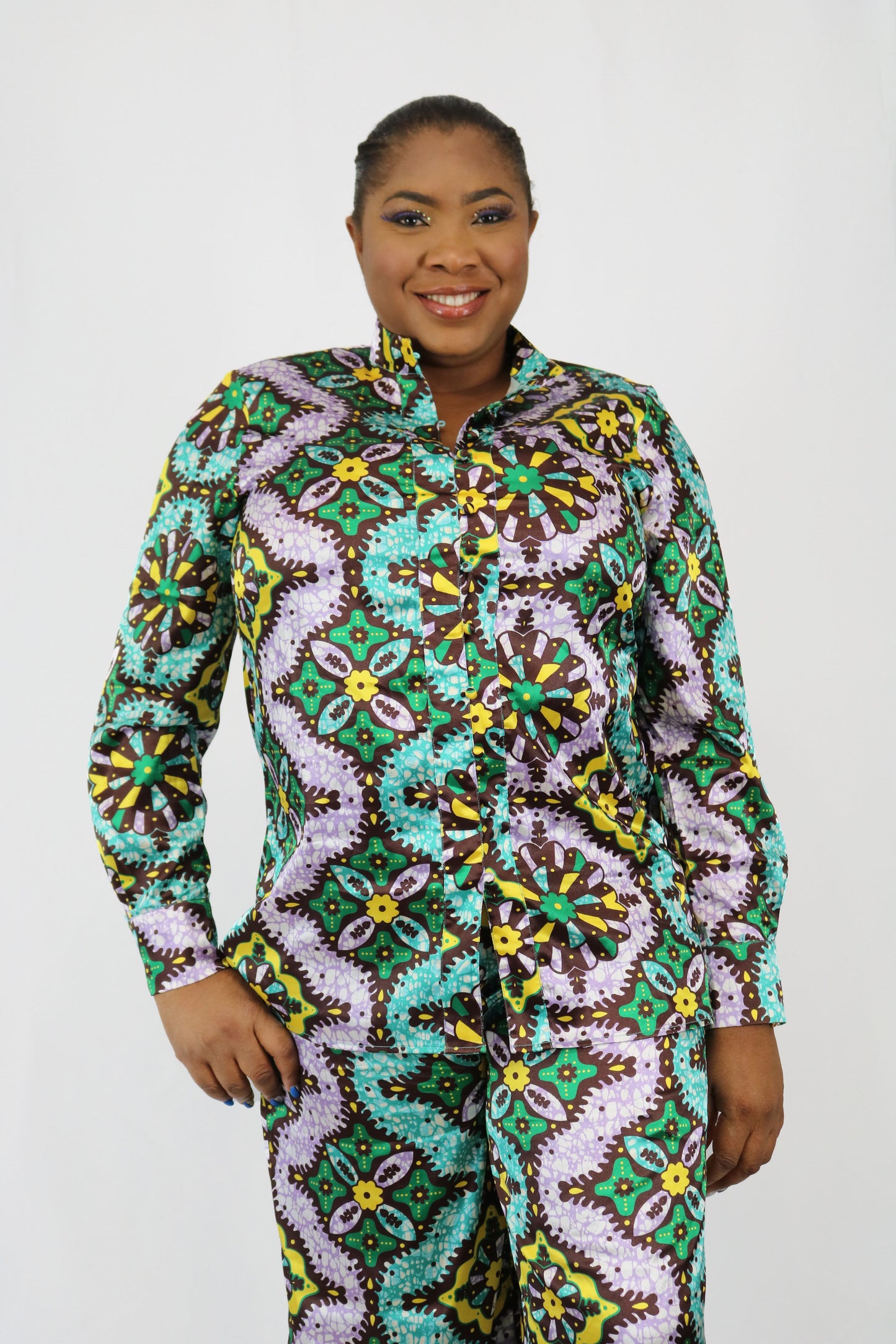 2 PC Feather Cuff Pajamas Set