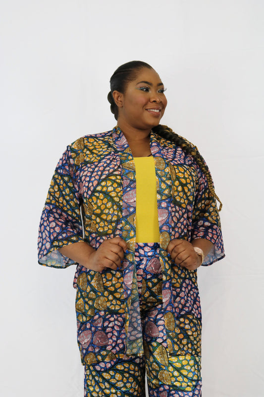 2pcs African Ankara Kimono Set