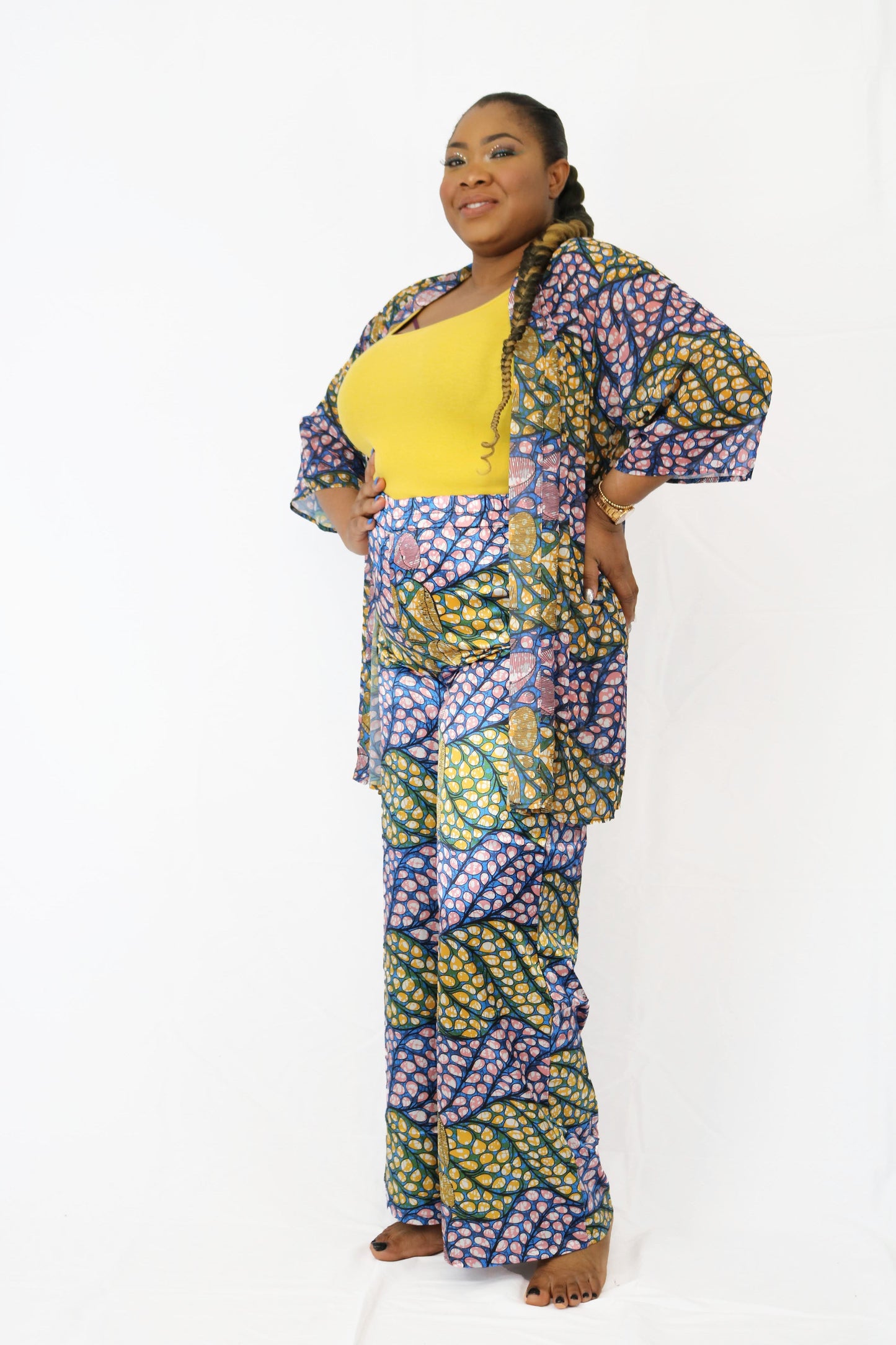 2pcs African Ankara Kimono Set