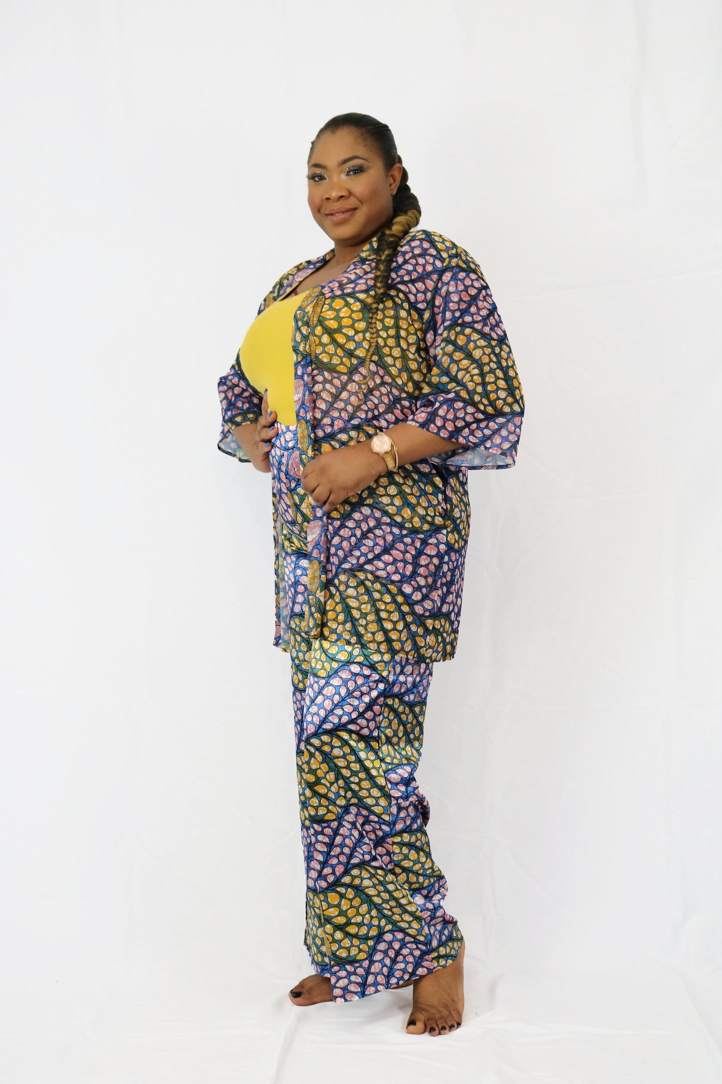 2pcs African Ankara Kimono Set