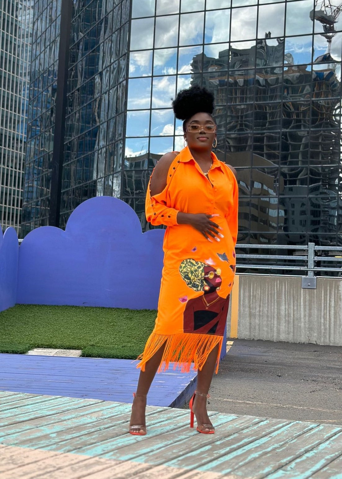 African Art Fringed Shirt Dress 2.0