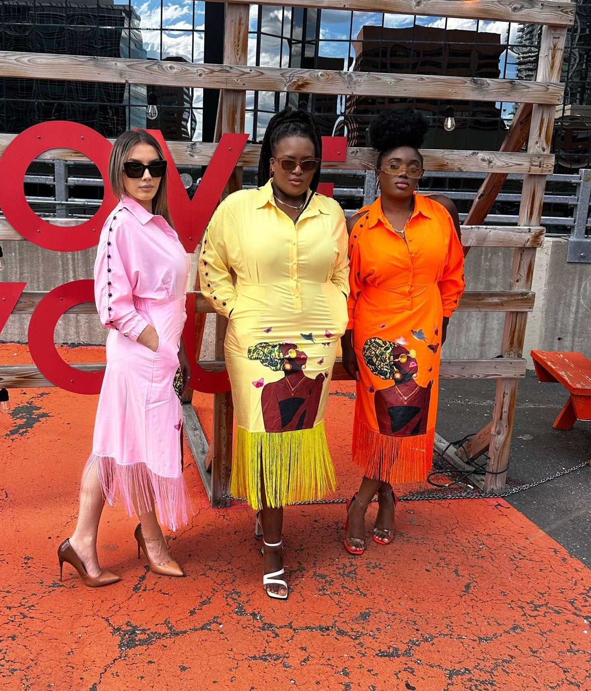 African Art Fringed Shirt Dress 2.0