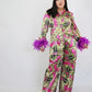 2 PC Feather Cuff Pajamas Set