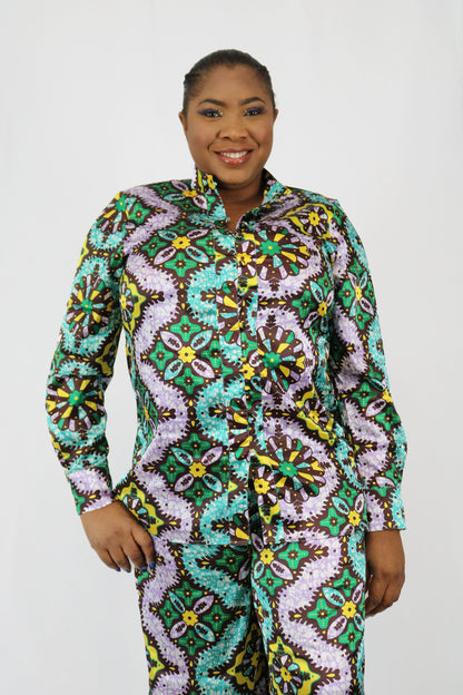 2 PC Feather Cuff Pajamas Set