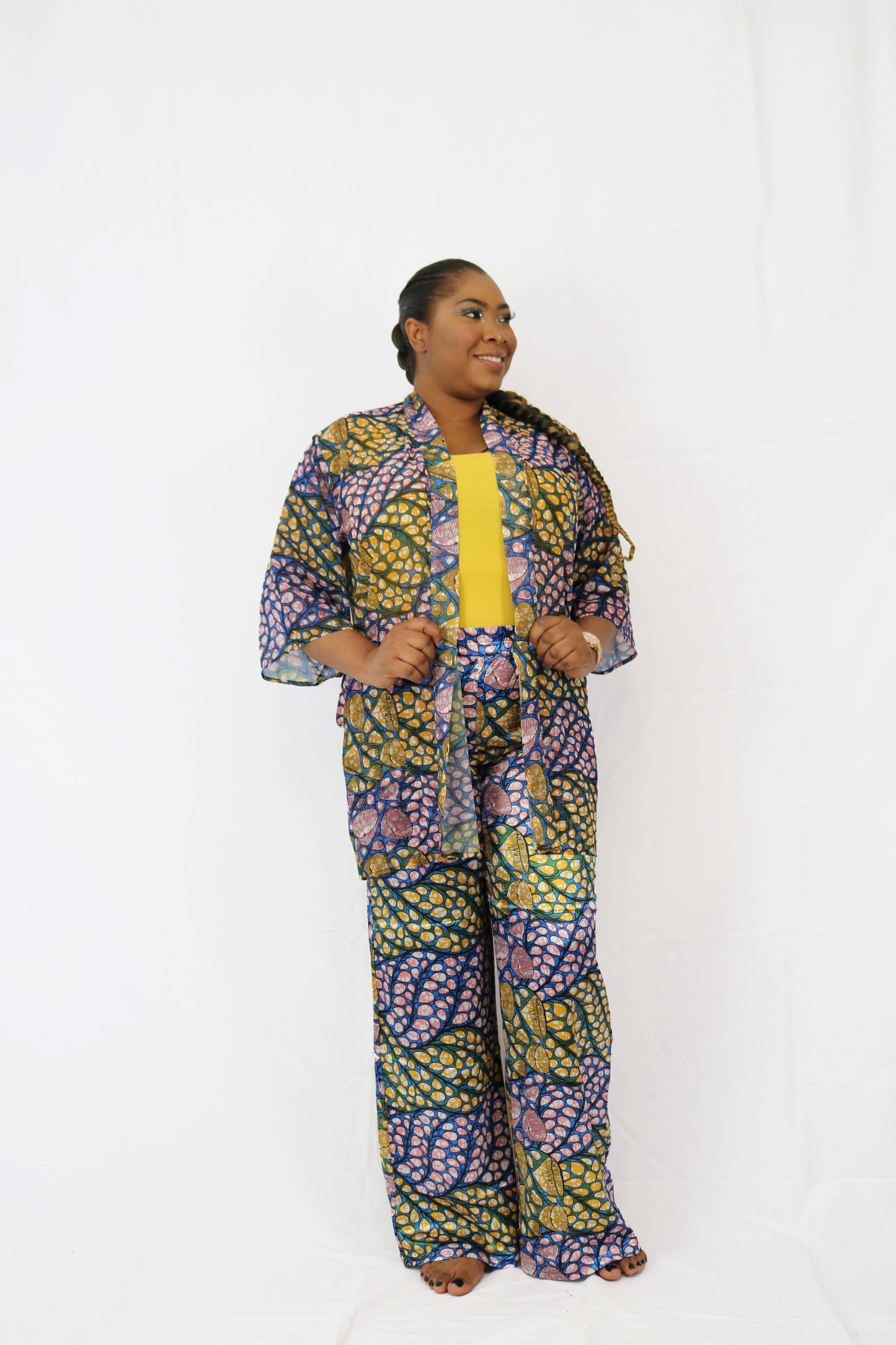 2pcs African Ankara Kimono Set