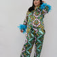 2 PC Feather Cuff Pajamas Set