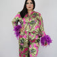 2 PC Feather Cuff Pajamas Set