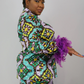 2 PC Feather Cuff Pajamas Set