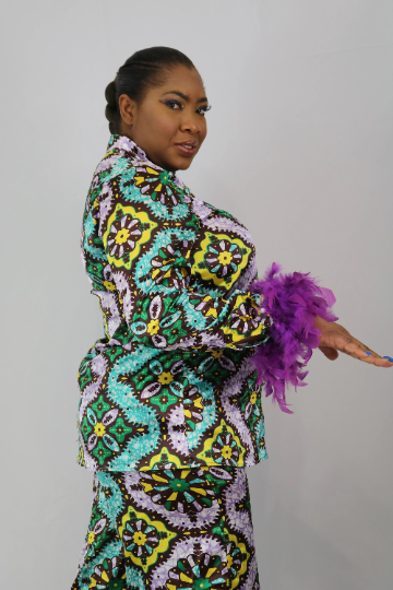 2 PC Feather Cuff Pajamas Set